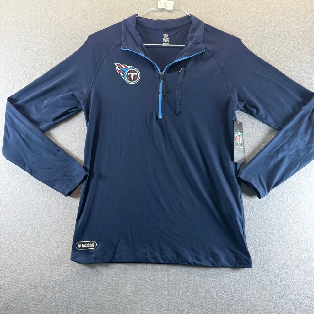 NFL Team Apparel Tennessee Titans Quarter Zip Pullover Navy Blue Small NWT